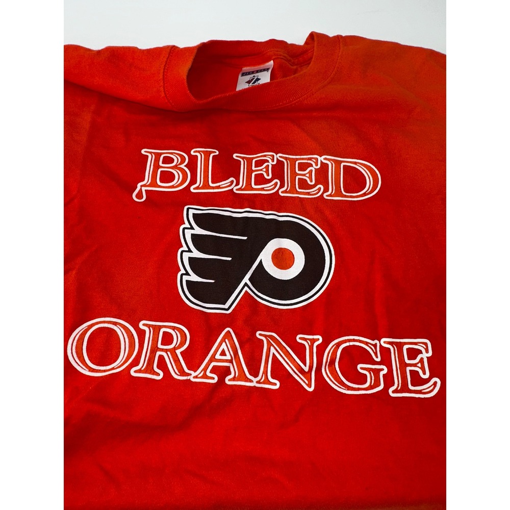 Bleed‎ Orange Philadelphia Flyers Hockey T-Shirt Graphic Tee Size Large